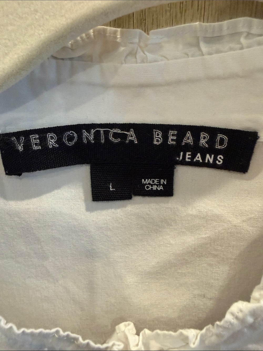 Veronica Beard White Ruffle-Trim Button-Front Blouse - Picture 2 of 3